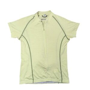 Smartwool Cycling Jersey Women Medium Green Good Merino Wool Short Sleeve Zip